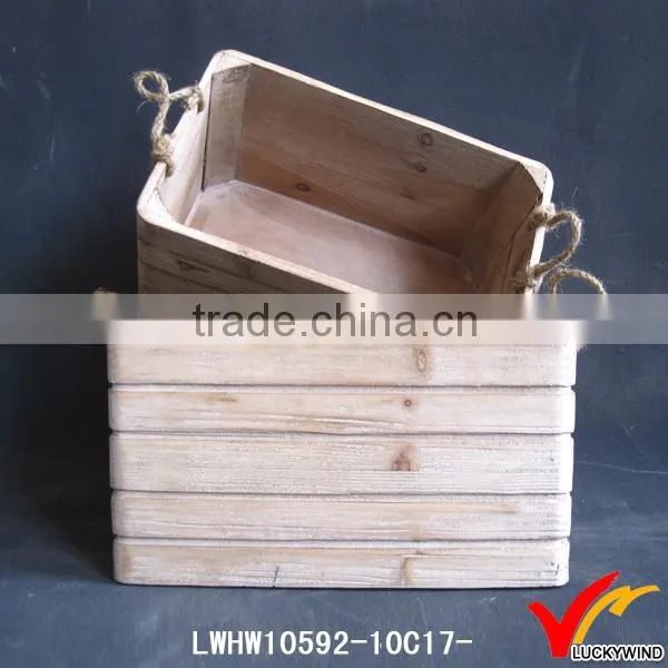 Set 2 Rectangular Natural Unfinished Wooden Toy Boxes