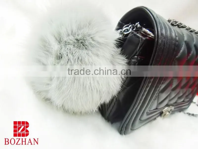 Factory design genuine rabbit pom pom keyring
