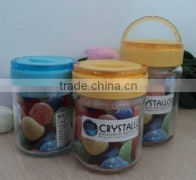 glass jars with plastic lid wholesale, custom made glass jars with colorful cover for children,made in China