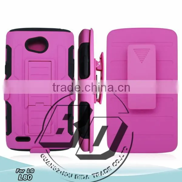 New Design Classical Combo Heavy Duty Hybrid Rugged Rubber Gel Armor Case with Belt For LG L80