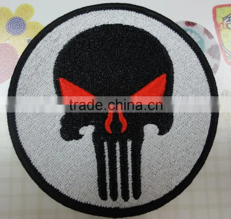 skull embroidery patches with saw-on backing