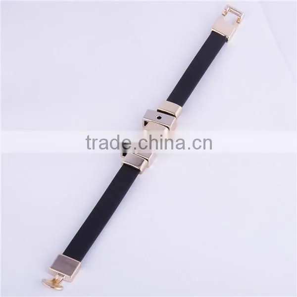 2016 Black Debossed Silicone Chain Link Bracelet