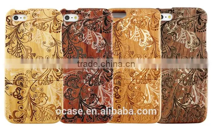 Graceful Flower Wood Engraving Case Protective Case for Iphone 5/5s/6/6s