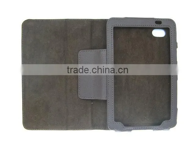 black foldable stander leather case For Samsung P1000