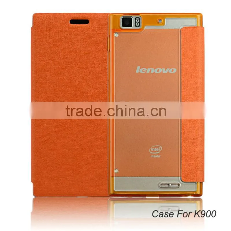2014 high quality flip leather mobile case for lenovo k900