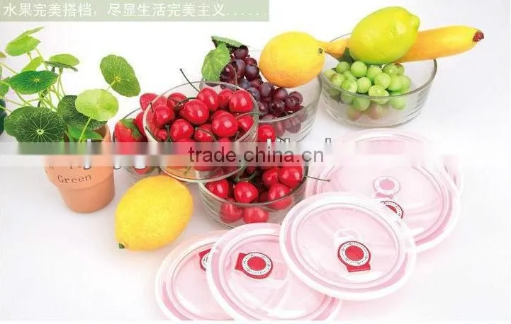 Round microwave heat-resistant glass container 5pcs/set