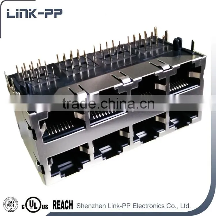 2*N 10/100/1000M Electrical RJ45 Stacked Jack With Led