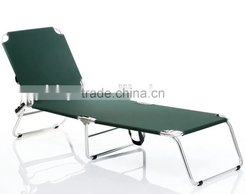 Beach folidng sun lounger with adjustable backrest