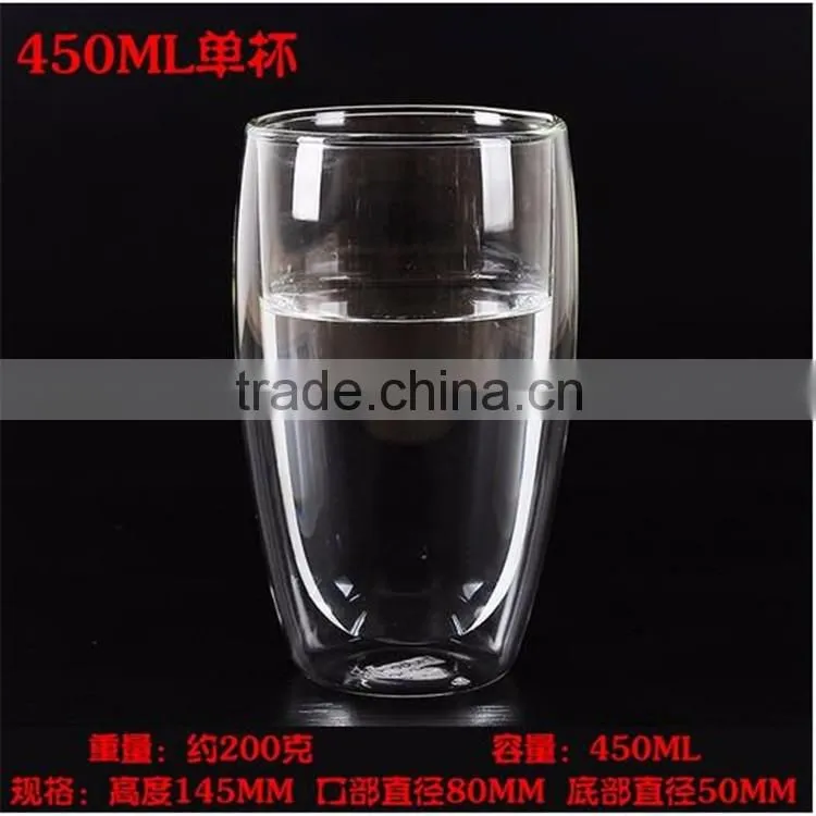 In stock! Hand-made Heat resistant Double wall borosilicate glass cup with lid wholesale