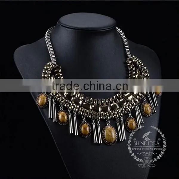 high quality vintage rhinestone chunky statement necklace tin alloy fashion women pendant necklace 6390052