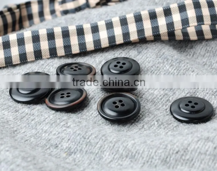4 Holes Black Burnt Natural Corozo Nut Button for Top Class Men's Suit with Border