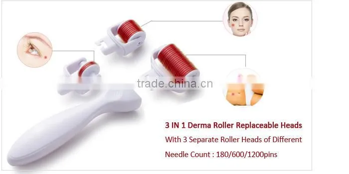 3-In-1 Kit Derma Roller Titanium Micro Needle Roller - 180/600/1200 Needles Skin DermaRoller for Body and Face