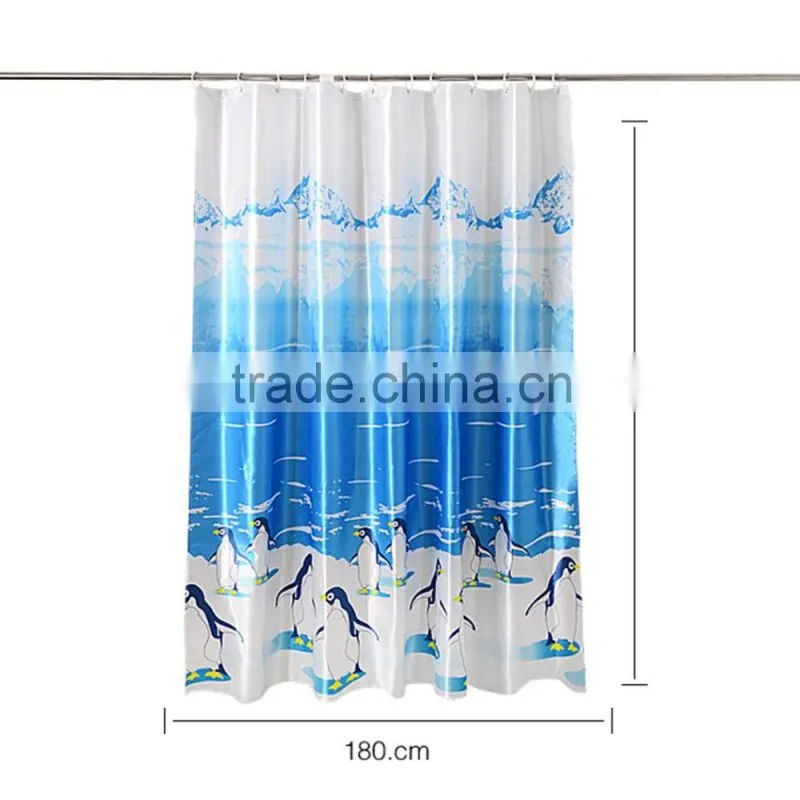 Fabric Shower Curtain Bathroom Curtain With 12 Hooks Waterproof Bath Curtain