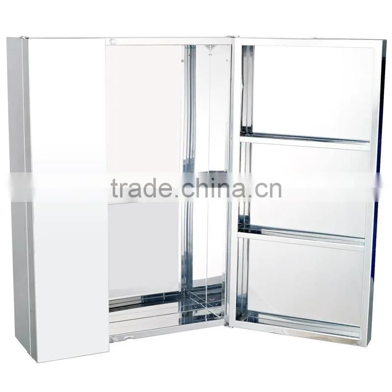 Stainless Steel Bathroom Mirror Cabinet, Double Doors