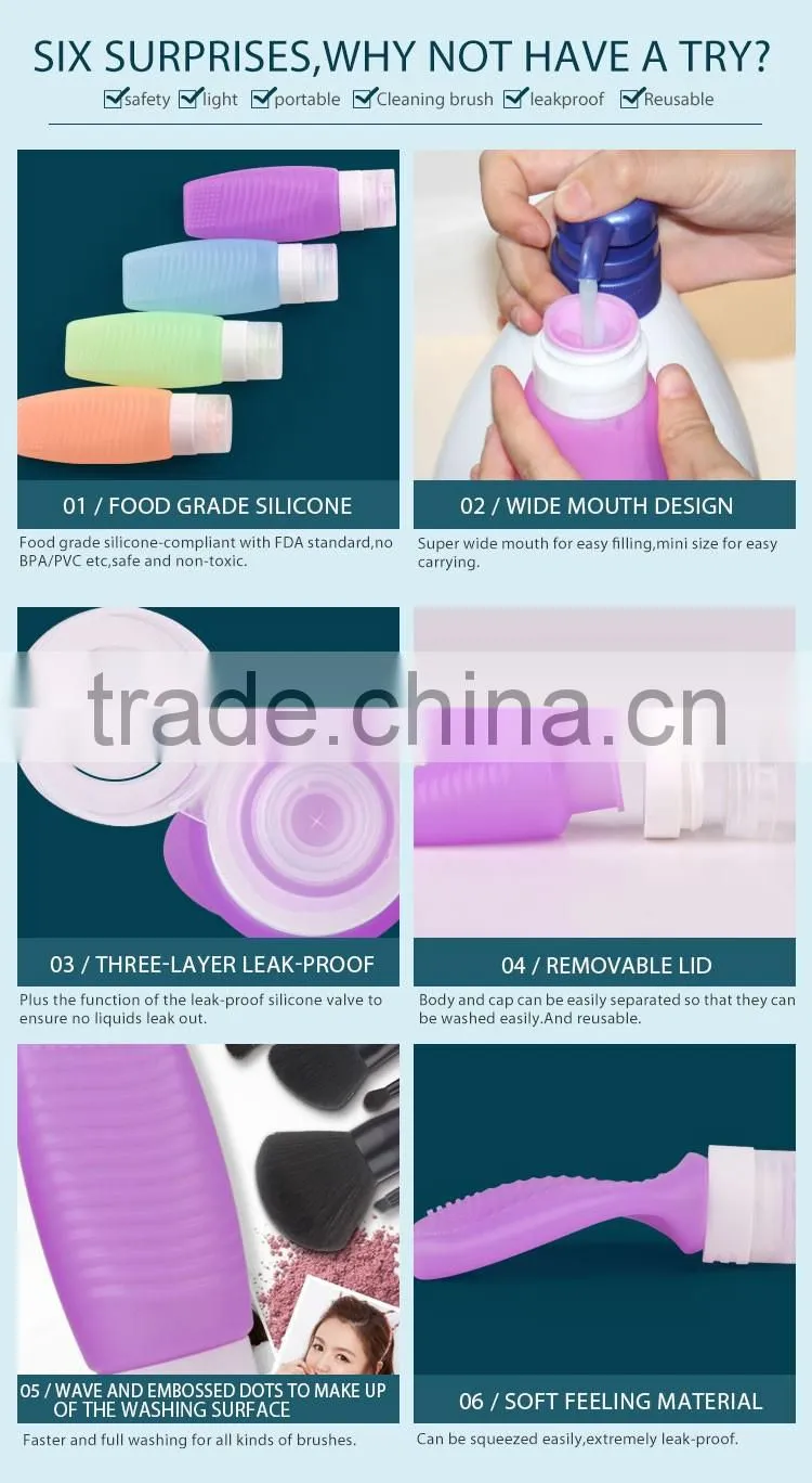 New design silicone travel bottle with makeup brudh cleaner