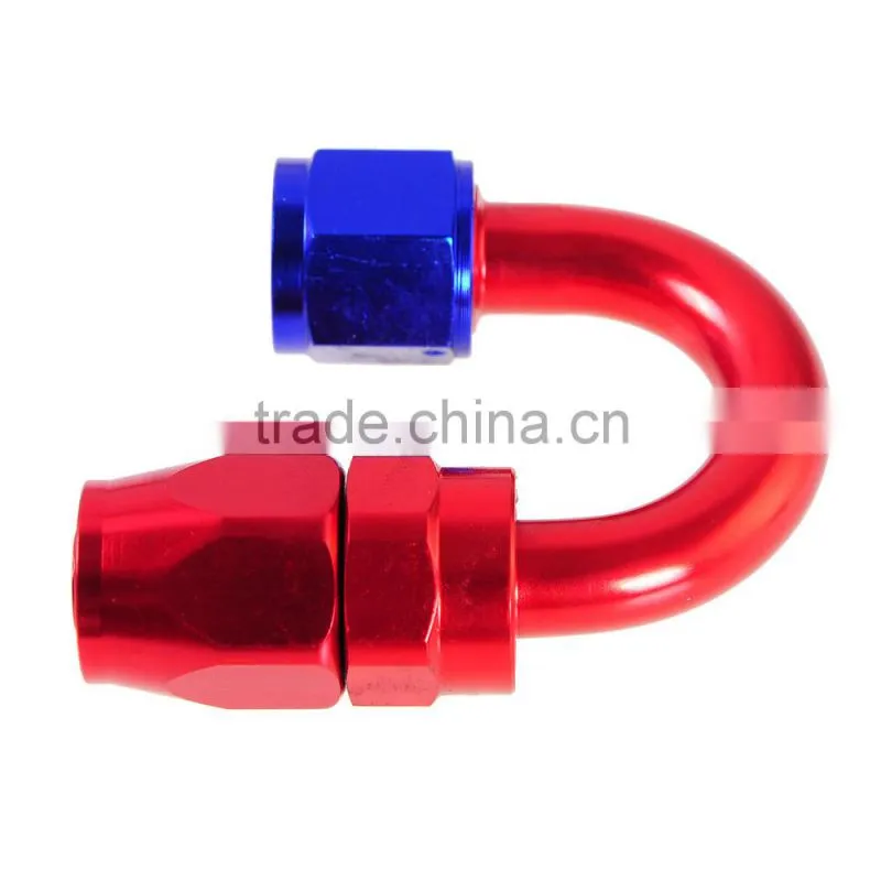 Red Blue AN8 AN-8 8 AN 180 Degree Push Lock Swivel Fuel Hose End Fitting Adaptor