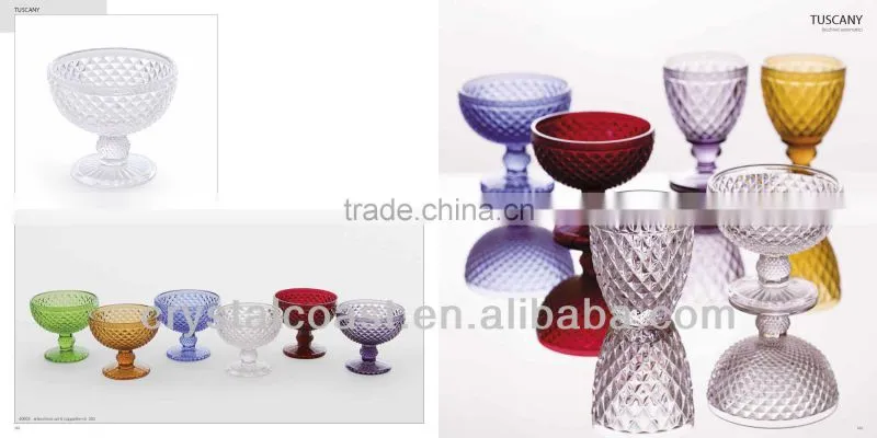 wholesale crystal czech republic diamond shape coloed stemware;imitation party glassware;wedding champagne cup