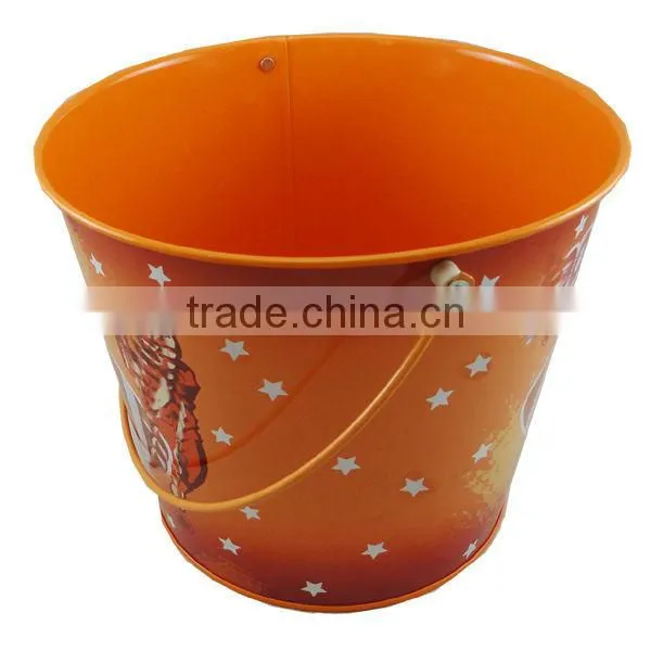 colored trash metal pail with handle