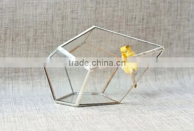 Pyramid shaped glass terrarium for indoor plant holder