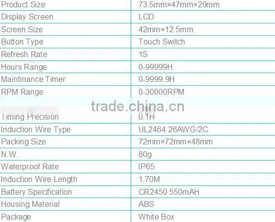 Hour meter Digital Tachometer LCD Backlight battery replaceable