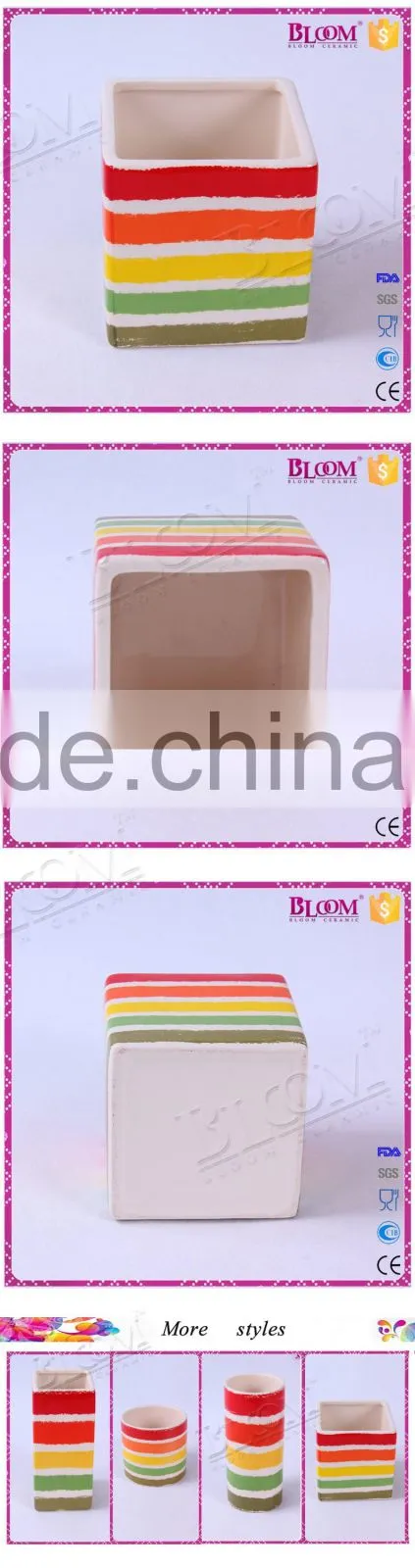 handmade square shape ceramic balcony flower pots