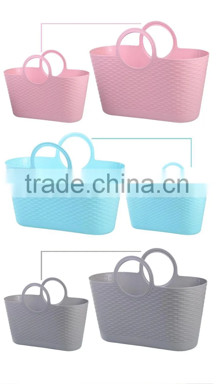 Eco-friendly Soft PE laundry basket handle plastic sundries storage basket