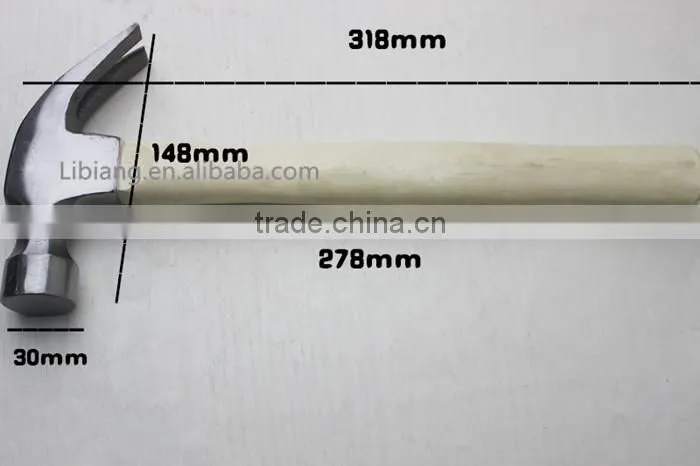 carbon steel claw hammer with Wooden Handle