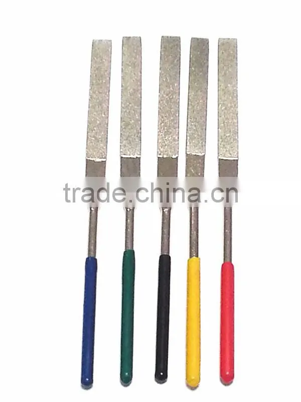 Electroplated Diamond Needle File Set Flat shape with 5 colorful handle for hand working