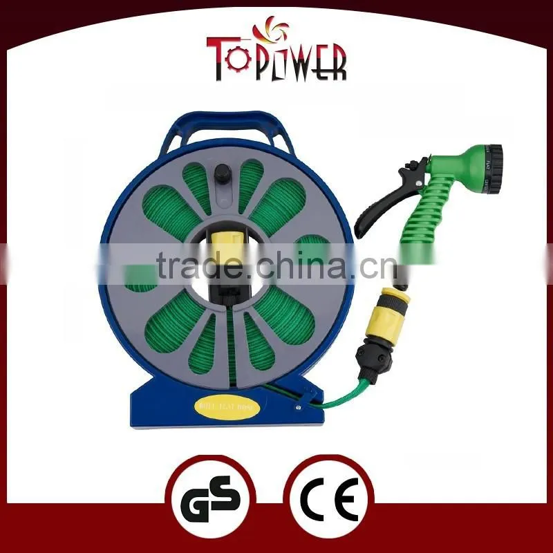50ft 15M REEL FLAT GARDEN HOSE with 7 function sprayer