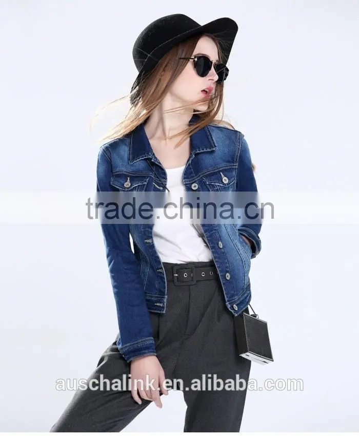 2016 latest korean style long sleeve designer jean jacket designs customized
