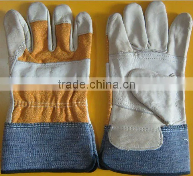 gray cowhide patch palm gloves