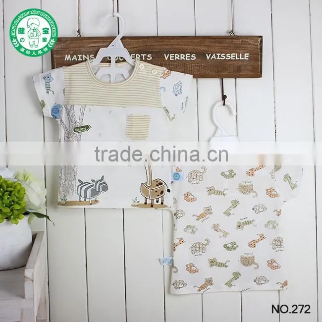 100% cotton summer custom cartoon printing newborn baby t-shirt clothes