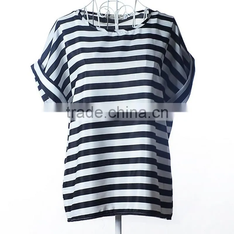 2017 new design ladies print chiffon style blouse