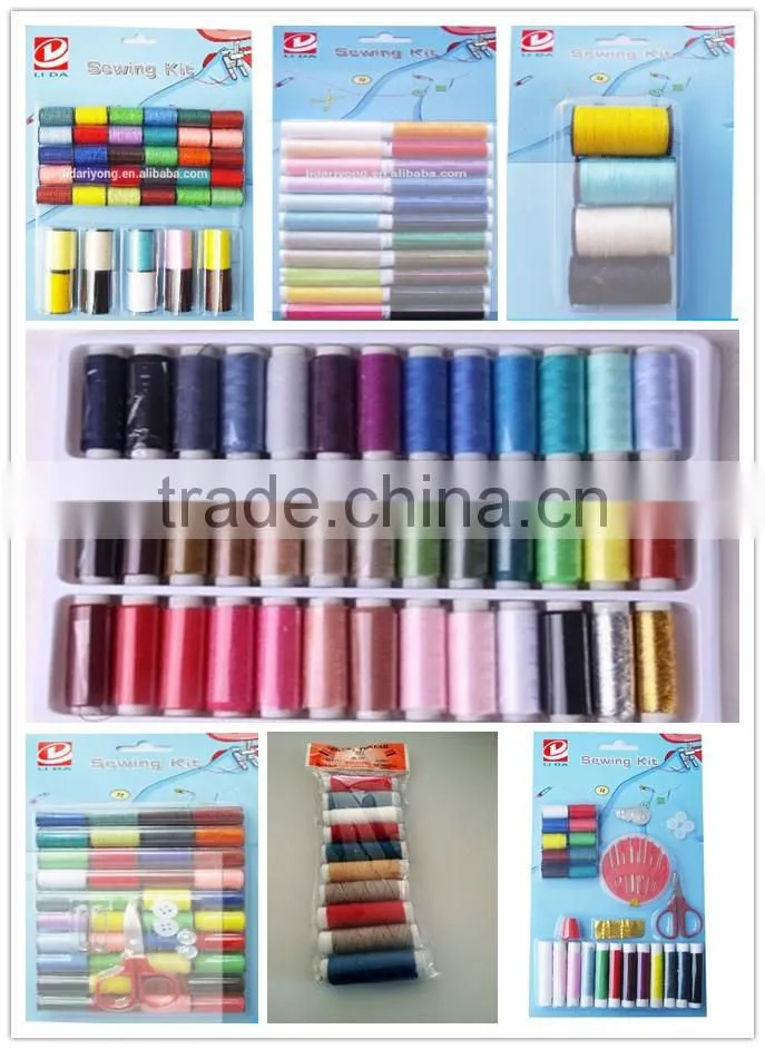 5pcs plastic tube of colorful polyester thread blister on card