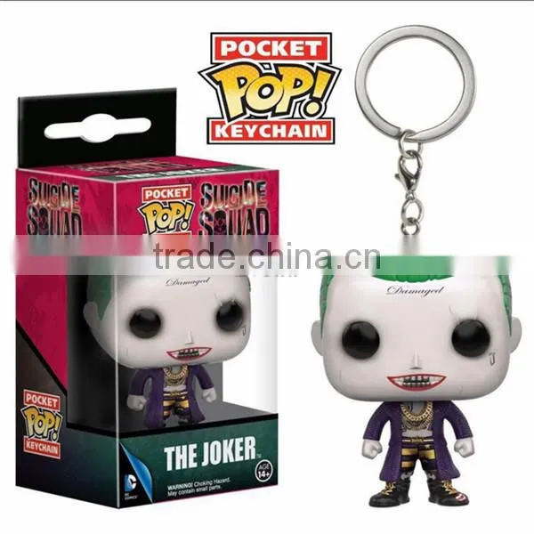 Newest Pocket POP keychain SUICIDE SQUAD Harley Quinn, PVC doll keychains cheap price