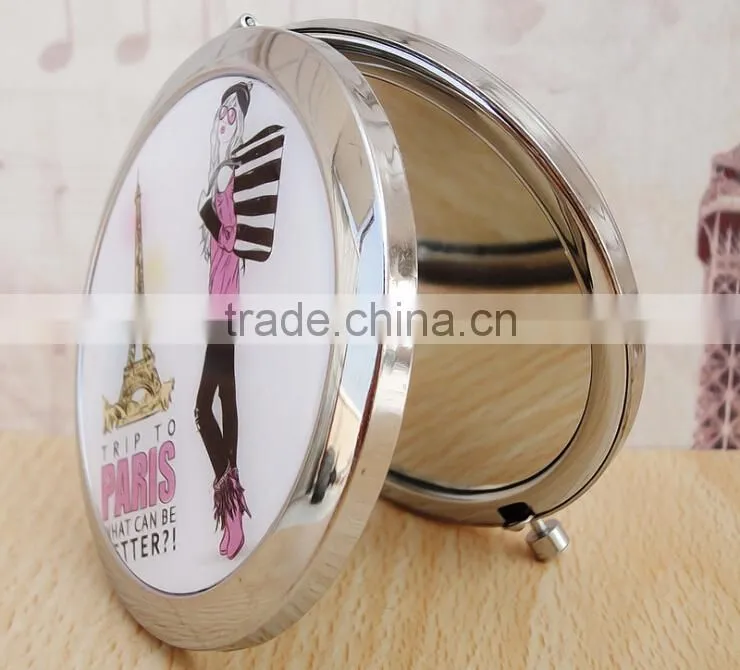 2015 New Vintage Double Sides Portable Foldable Pocket Metal Makeup Compact Mirror Woman Cosmetic