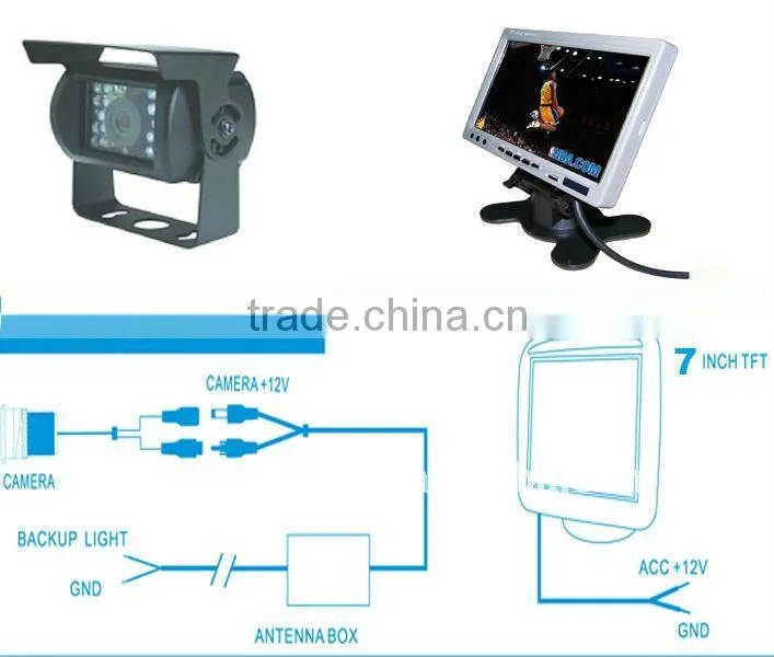 7 inch Rearview Monitor Camera Truck Reverse Alarm System