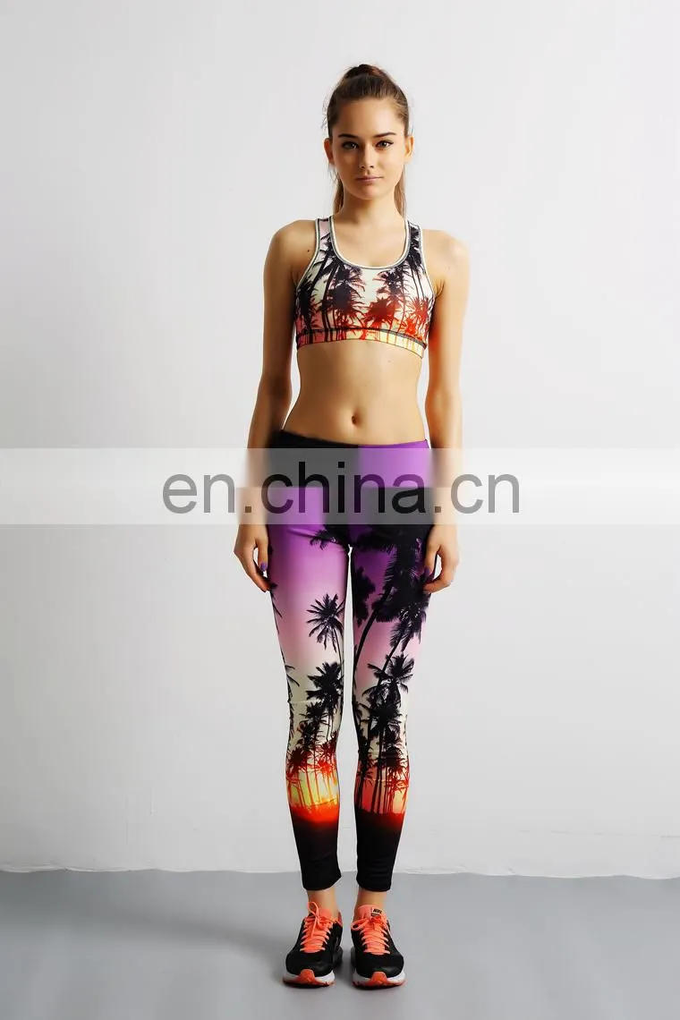 Wholesale New Style Custom Printing Sublimation 4 Needles 6 Thread Women Yoga Set