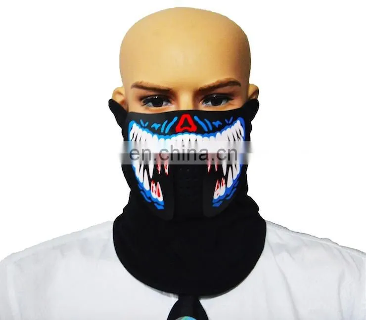 Sound Activated Glow EL Mask Panel Face Mask for Halloween