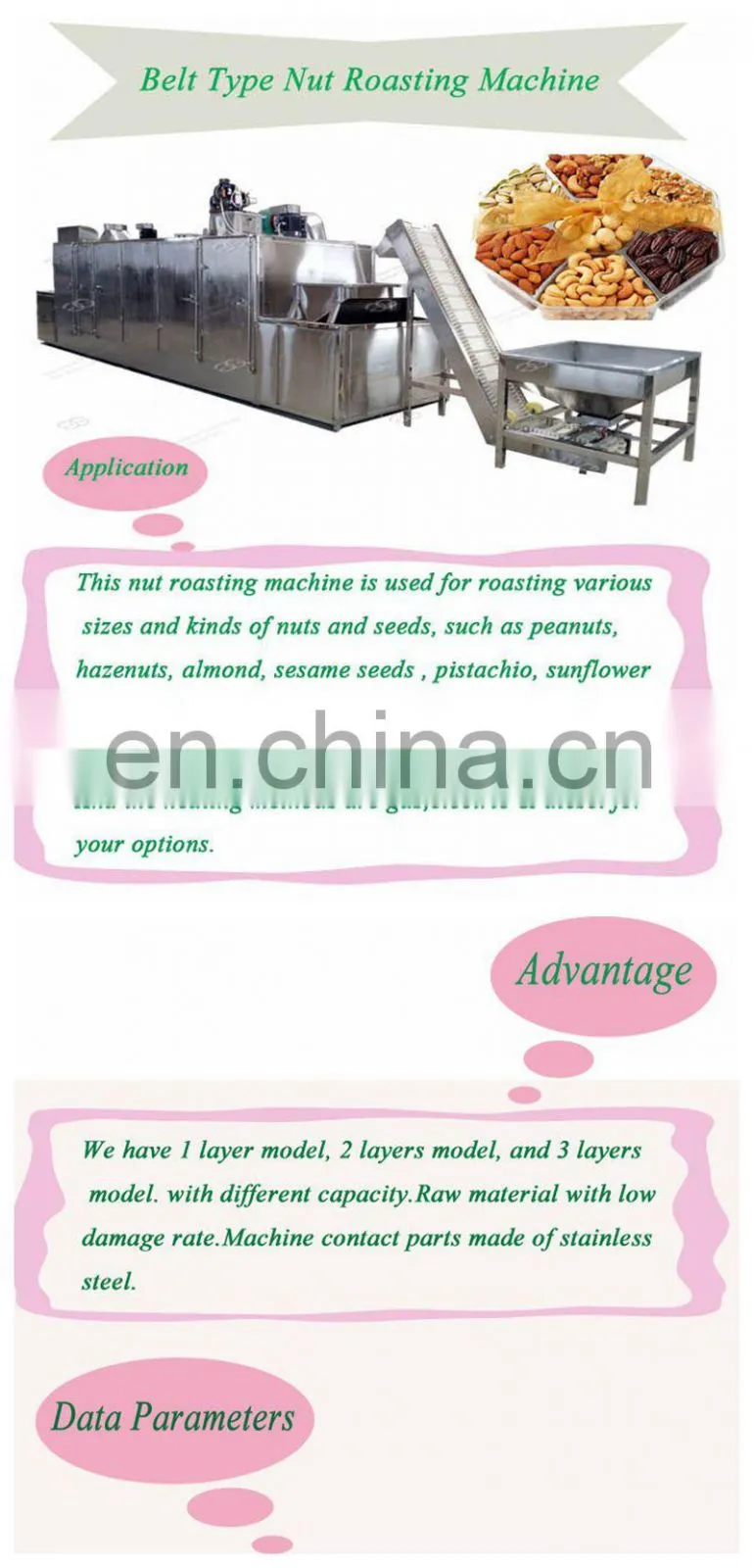 Conveyor Type Belt Cooling System Grain Corn Soybean Cocoa Bean Nut Roaster Tea Sesame Peanut Roasting Machine