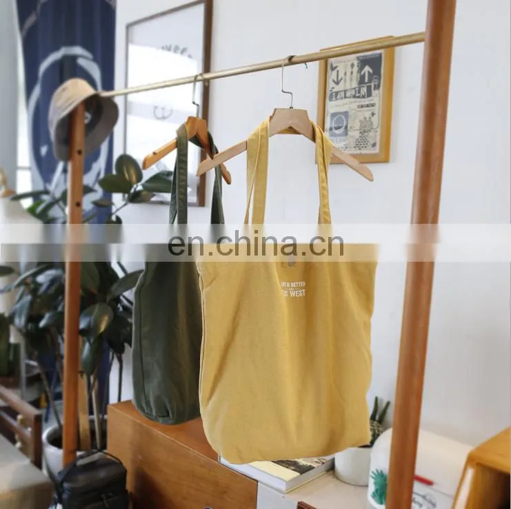 Durable Linen Cotton Canvas Shopping Tote Single Shoulder Bag for Womens