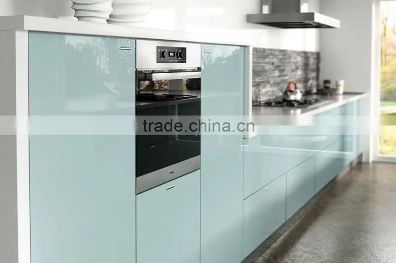 New high gloss blue lacquer kitchen cabinet