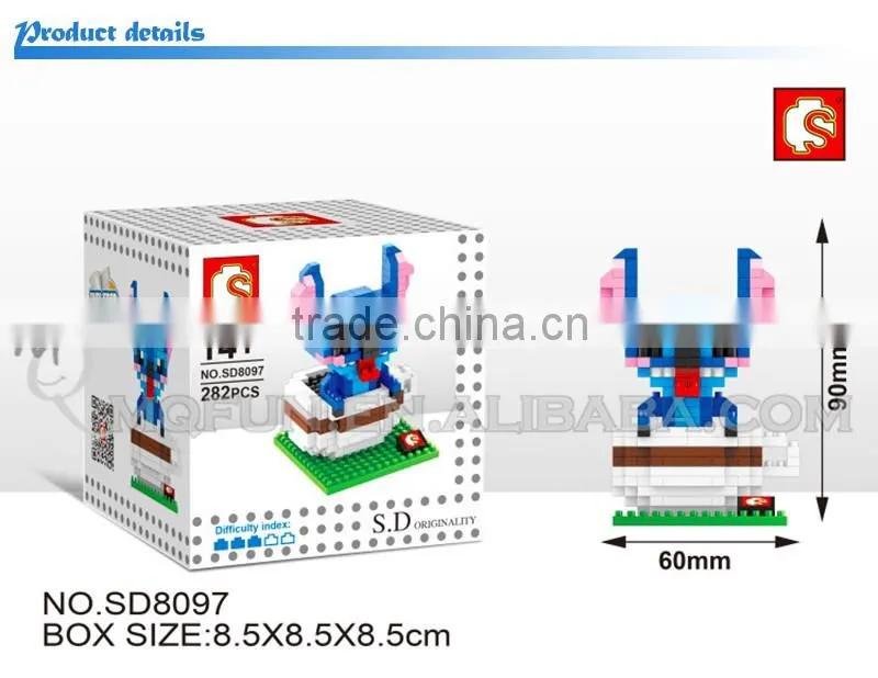 Mini Qute Sembo kawaii 4 styles Surfing Stitch diamond plastic building block model educational toy