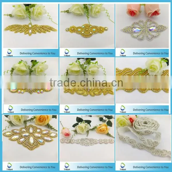 glitter crystal rhinestone applique for lady dress
