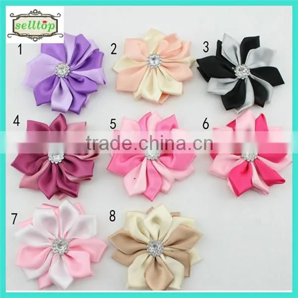 6cm satin ribbon handmade flowers for baby clothes