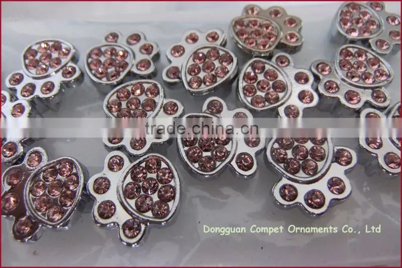 Compet Rhinestone Metal Zinc Alloy Jewelry Paw Print 10mm Slide Charms