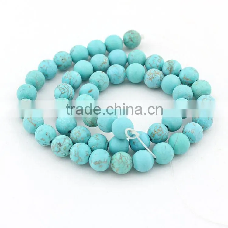 TB0430 Matte Natural Turquoise Round Beads,Matte Jewelry making beads,Dull Polished Turquoise Beads