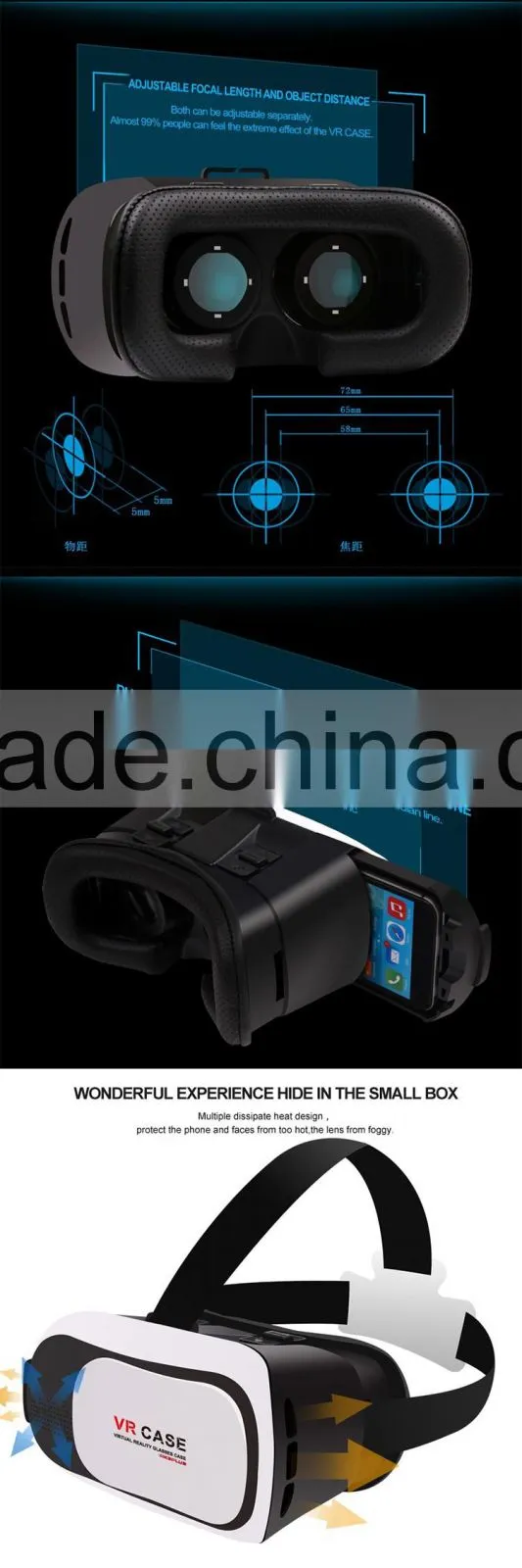 3d sublimation case for android phones, gaoxin private mould design vr box 2, hote selling low cost 3d vr