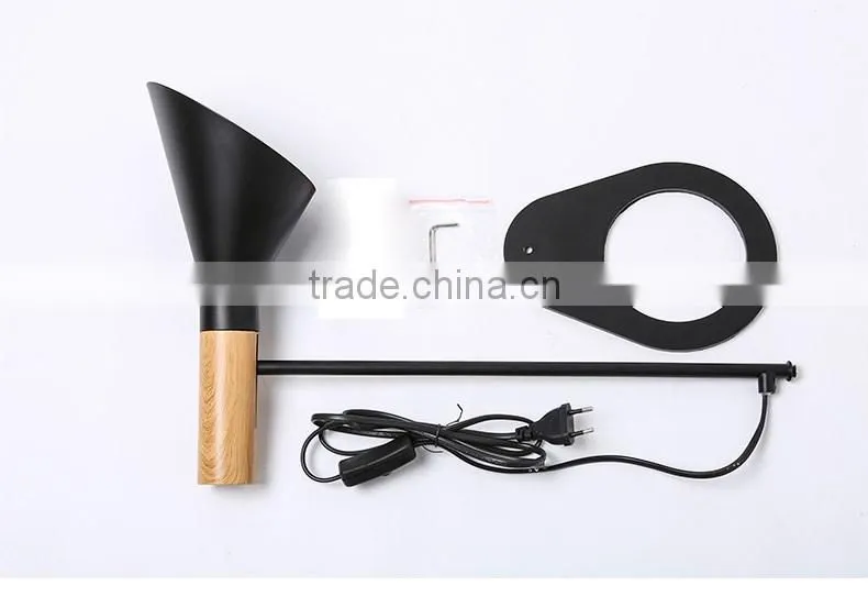 wooden+steel E27*1 table lamp, bedroom /study small desk light ,