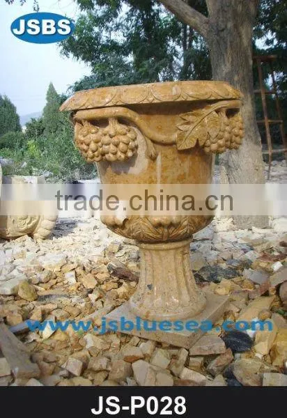 Cheap Indoor Handmade White Granite Stone Flower Pot